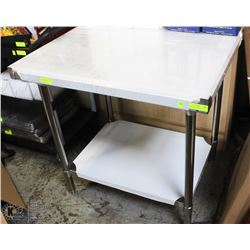 36" X 30" ALL SS CUTTING TABLE WITH 1' POLY TOP