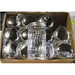 CHEESE OR PEPPER SHAKERS LOT OF 12 NEW