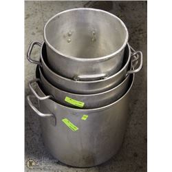 LOT OF 4 ASSORTED STOCK POTS