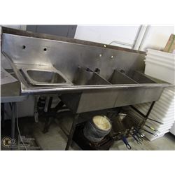 3 BAY STAINLESS STEEL & HAND WASH 90"X22"