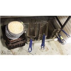 LOT OF 8 DEEP FRYER BASKETS WITH ASSORTED WICKER