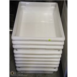 LOT OF 9 PLASTIC BINS
