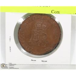 ELIZABETH II REGINA CORONATA  MCMLIII COPPER COIN