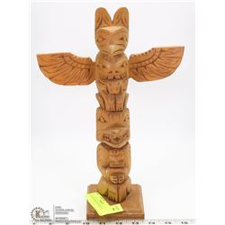 CARVED WOOD TOTEM POLE