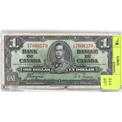 ON CHOICE: 1937 CANADIAN $1 BILL.