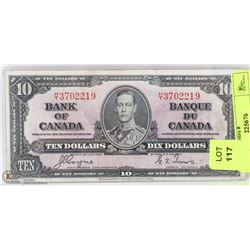 1937 CANADIAN $10 BILL.