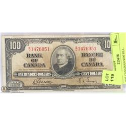 1937 CANADIAN $100 BILL.