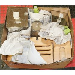 BOX OF SHOW HOME DECORE AND STAGING ITEMS