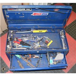 BLUE TOOL BOX WITH ASSORTED TOOLS