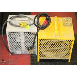 PAIR OF SQUARE CONSTRUCTION HEATERS.