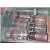 Image 1 : PLASTIC TOTE OF 8 ANTIQUE CANNING JARS.