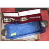 Image 1 : BLUE GLASS SERVING TRAY & 2 SERVING SPOONS IN CASE