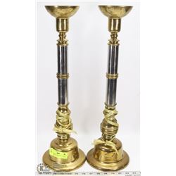 PAIR OF BRASS CANDLE HOLDERS