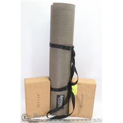 EXTRA PLUSH YOGA MAT WITH 2 GAIAM YOGA BLOCKS -