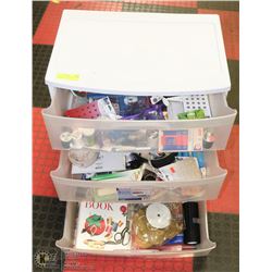 3 DRAWER ROLLING STORAGE WITH CONTENTS, INCLUDES