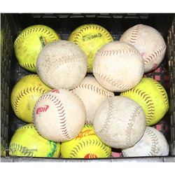 CRATE OF 13 SOFTBALLS
