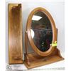 Image 1 : WOOD WALL SHELF WITH WOOD FRAME VANITY MIRROR.