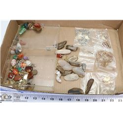 FLAT OF ASSORTED STONES AND JEWELLERY MAKING
