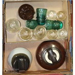 LOT OF 13 VINTAGE INSULATORS INCL. 2 LARGE ONES