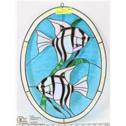 LARGE STAINED GLASS FISH WINDOW COVER