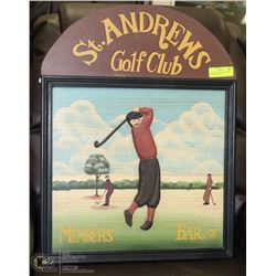 LARGE ST ANDREWS MEMBERS ONLY 3D GOLF SIGN