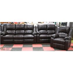 NEW BROWN LEATHERETTE RECLINING 73" SOFA WITH 53"