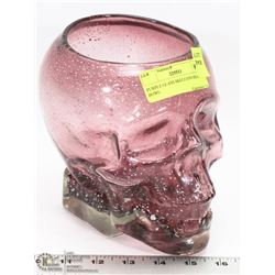PURPLE GLASS SKELETON HEAD BOWL