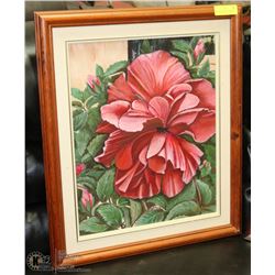 ROSE OIL ON CANVAS FRAMED