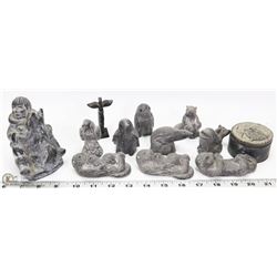 LOT OF 12 SOAPSTONE CARVINGS