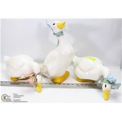 SET OF 3 LARGE PORCELAIN DUCKS