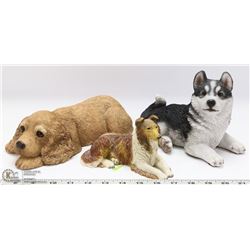 3 ASSORTED DOG FIGURINES INCL SANDICAST