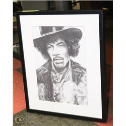 FRAMED BLK & WHITE JIMI HENDRICKS PRINT SIGNED
