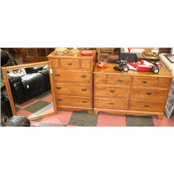 3PC MAPLE DRAWER AND MIRROR SET , INCL