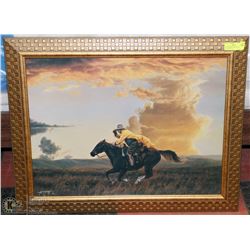 33 X 26 FRAMED PICTURE "JUST FOR THE HECK OF IT"