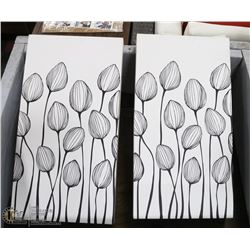PAIR OF BLACK & WHITE CANVAS WALL ART.