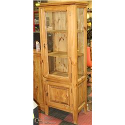 RUSTIC WOOD DISPLAY CABINET, 26 X 69 X 16