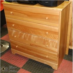 WOOD 4 DRAWER DRESSER. 36"X16"38"H