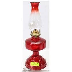 COAL OIL LAMP - RED 18" TALL