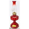 Image 1 : COAL OIL LAMP - RED 18" TALL