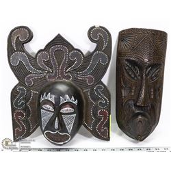 2 CARVED WOOD MASKS.