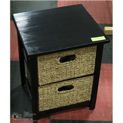 BLACK 2-TIER WICKER STORAGE CABINET -