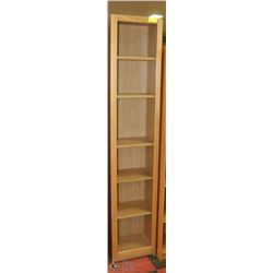 WOOD TONE SHELF WITH GLASS DOOR-MATCHES LOT 445
