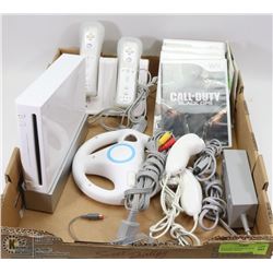 WII GAME SYSTEM WITH GAMES, STEERING WHEEL