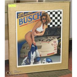 28 X 31 BUSCH BEER PICTURE, "RUNNING WITH THE BIG