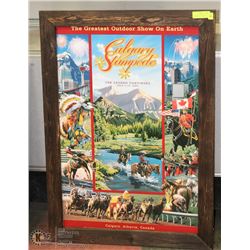 2002 CALGARY STAMPEDE POSTER IN RUSTIC WOOD FRAME