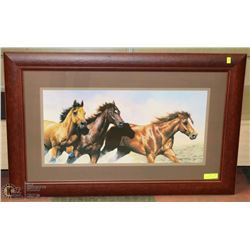 3 WILD HORSES FRAMED PICTURE BY B.R. MARRIS