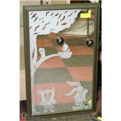 PORKY PIG AND BUGS BUNNY ETCHED MIRROR