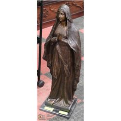 VIRGIN MARY BRONZE TONE STATUE 32"H