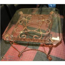 RUSTIC STYLE METAL AND GLASS SIDE TABLE
