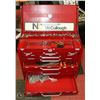 Image 1 : 2 SECTION RED TOOL BOX WITH CONTENTS